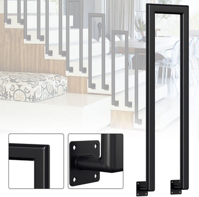 Zijdelingse montage Elliptische Buis Leuning 75cm Ijzer Leuning Buiten & Binnen Trap Leuning Trap Balkon Balustrade Zwart