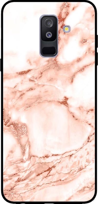 Smartphonica Telefoonhoesje voor Samsung Galaxy A6 Plus 2018 marmer look - backcover marmer hoesje - Wit Rosé Goud geschikt voor Samsung Galaxy A6 Plus 2018
