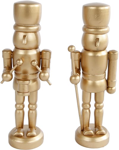 Sculptuur Nutcracker goud hout decoratie 4x3,5x13cm assorti.