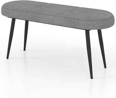 COSTWAY Zitbank, 113 cm, gestoffeerde bank met kussens en metalen poten, poef, belastbaar tot 300 kg, make-upbank, bedbank voor hal, woonkamer, 113 x 40 x 48 cm