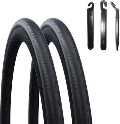 Racefietsbanden Set - Banden Fiets - Veilig Fietsen - Inclusief Bandenlichters - 700 x 25C - Zwart