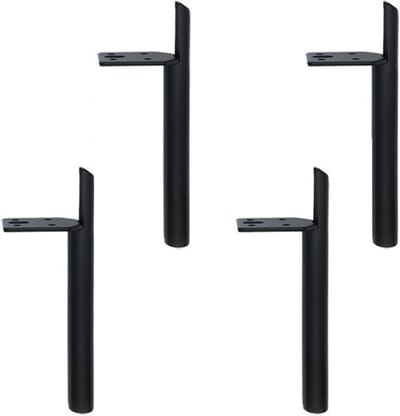 7 inch zwarte meubelpoten, set van 4 zware metalen poten voor bank, dressoir, tv-standaard, kastvervangende poot met rubber, L-vormige (7 inch, zwart)