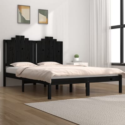 vidaXL - Bedframe - massief - grenenhout - zwart - 140x190 - cm