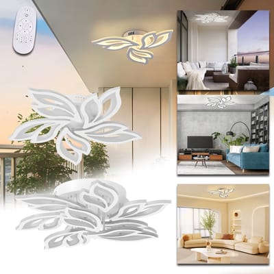 LZQ 96W Dimmbar Led Plafondlamp Bladvorm-ontwerp Platte Led Voor Woonkamer En Slaapkamer Met Afstandsbediening IP44