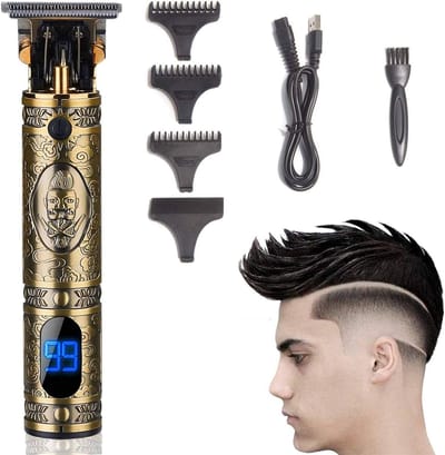 Baardtrimmer voor mannen, professionele tondeuse, snoerloze tondeuse voor mannen, oplaadbare knip- en verzorgingsset met LED-display