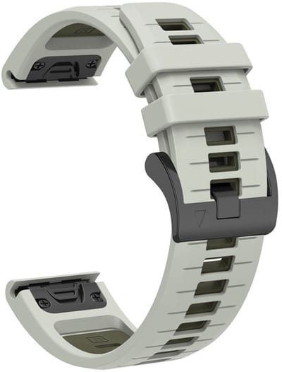 Siliconen bandje - geschikt voor Garmin Fenix 5 / 5 Plus / 6 / 6 Pro / 7 / 7 Pro / 8 (47 mm) / E (47 mm) / Epix (Pro) (2) 47 mm/ Quatix 5 / 6 / 7 / 7 Pro / Approach S60 / S62 / S70 47 mm / MARQ / D2 Delta / D2 Mach 1 / Descent G1 - grijs-groen