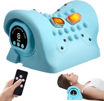 Draadloze Nekmassager met Warmte, Shiatsu Functie en 3 Instellingen voor Ontspanning bij Nekpijn, 6 Verstelbare Frequenties