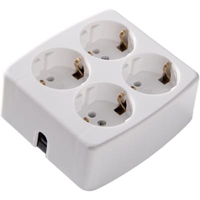 Martin Kaiser 4-Socket Desktop Voedingsstrip Vierkant Wit (Europese Stekkerdoos) - 536/KWS [2 Stuks]