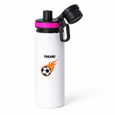 Hacebo® - Voetbal met eigen naam waterfles met draaidop roze - Voetbal - Voetballer - Sport - water fles - 850ML