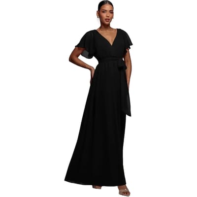 Vrouwenwrapjurk met vleugelmouwen Goddiva Maxi