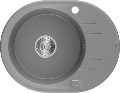 Mexen Kevin granieten spoelbak 1-komerig met afdruiprek 586 x 458 , grijs, chromen sifon - 6517581005-71