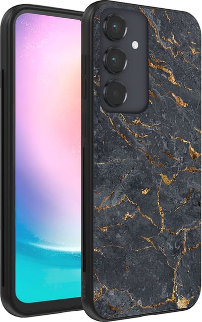 Smartphonica Telefoonhoesje voor Samsung Galaxy A24 4G met marmer opdruk - TPU backcover case marble design - Goud Grijs geschikt voor Samsung Galaxy A24 4G