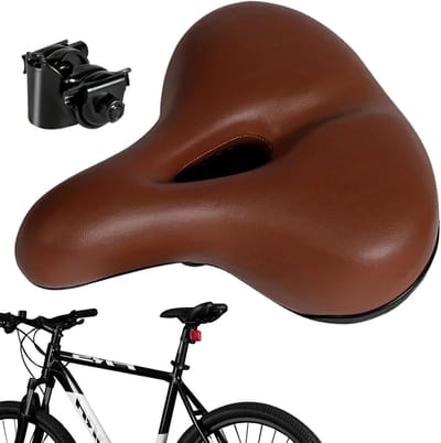 Fietszadel Kussen - Comfortabele Fietsstoel - Comfortabel Fietsen - Ademend Hol Ontwerp - 26.5x23cm - Bruin