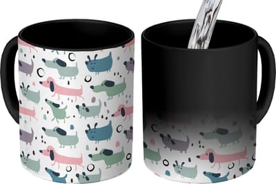 Magische Mok - Foto op Warmte Mokken - Koffiemok - Patroon - Hond - Tekenen - Jongens - Meisjes - Kinderen - Kind - Magic Mok - Beker - 350 ML - Theemok