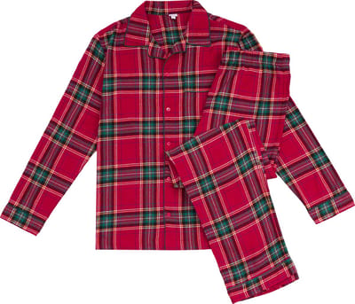 La-V Flanel pyjama set voor dames met geruit patroon Rood XL