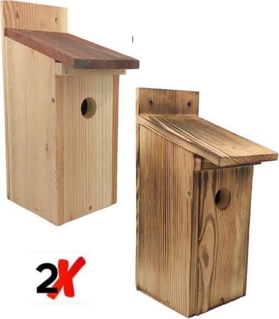 GARDEN SPIRIT - 2x verschillende Vogelhuisjes - Nestkast 12 x 13 x 30 cm. - Vliegingang Ø 32 mm