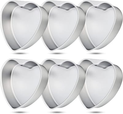 Hartvormige Bakvormen - Taartvormen Set - Zelf Bakken - Aluminium Legering - 20 cm - Zilver