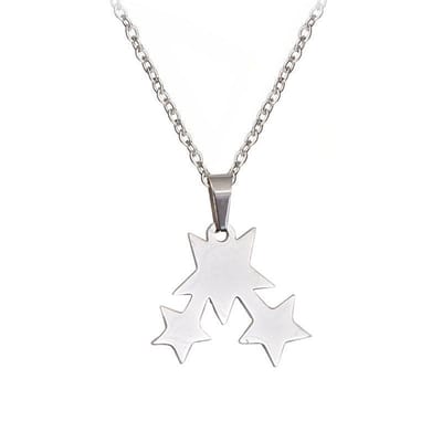 Fako Bijoux® - Ketting - Stainless Steel - Sterretjes Trio - Zilverkleurig