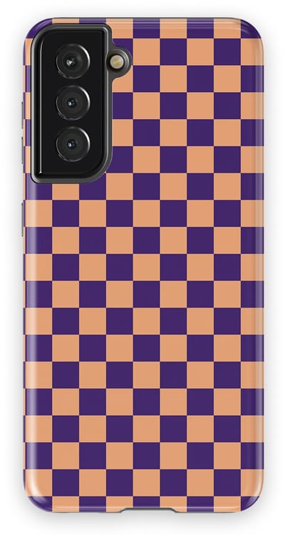 Design Hoesje Samsung Galaxy S21 | Geschikt Voor Mag | Tiny Squares Checkered Print | Backcover Samsung Galaxy S21 Pixel Peach