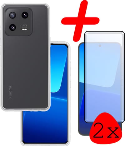 Hoesje Met 2x Screenprotector - Geschikt voor Xiaomi 13 Pro - Sterk & Shockproof - Back Cover - Siliconen Case - Telefoon Hoes - Transparant
