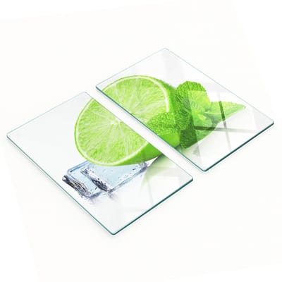 Keukenplanken van gehard glas met limoen- en ijsmotief, 2x30x52 cm