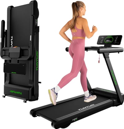 Tunturi Cardio Fit T60 Loopband - Hardloopband met bluetooth - Wandelband - 44 programma's - Inklapbaar - Walking pad - Compact - 0,8 tot 18,0 km/u - EU veiligheid gecertificeerd - Incl Gratis app