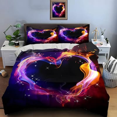 3-delig Gotische Liefde Kunstprint Beddengoed Set Dekbedovertrek 1 Dekbedovertrek 2 Kussenslopen Beddengoed Set voor Volwassenen en Kinderen Luxe Cadeaus EU Twin 135X200cm&set