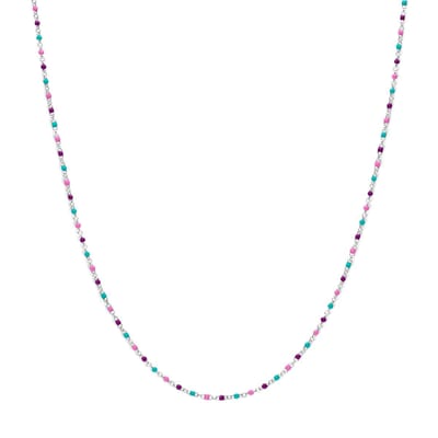 zilver gerhodineerd collier bolletjes gekleurd emaille 36 + 4 cm 1339013