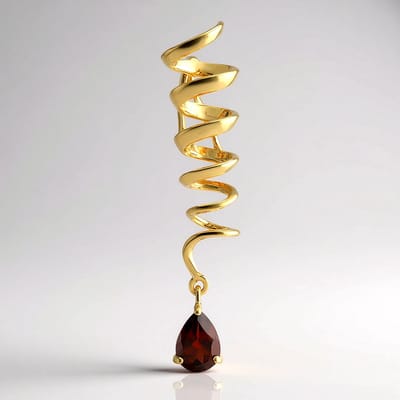 Cavill - Zilveren hanger verguld - 0,79 ct Mozambique granaat peervormig geslepen - 925 Sterling zilver - Elegant spiraal ontwerp - Luxe sieraden