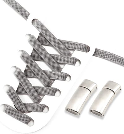 DrPhone LaceTech - Premium Veters met Magnetische sluiting - Geschikt voor o.a. sneakers - Grijs