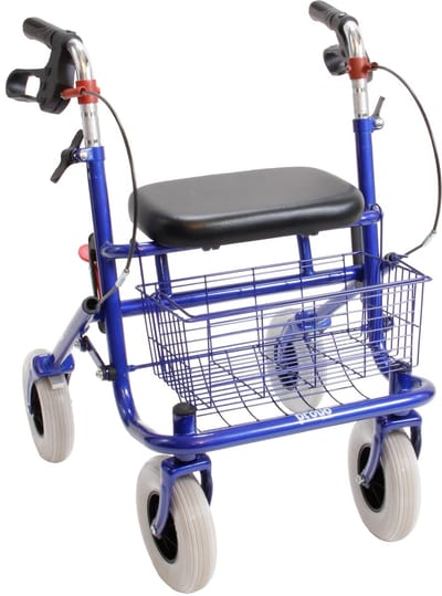 Premis Provo rollator – Rollator met zitje – Speciaal voor kleine volwassenen (37 cm) - Zithoogte 50 cm - max gebr. gew 100 kg - Metallic Blauw