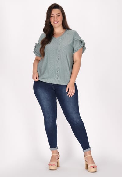 usha Grote maat blouse Dames Laurier Groen