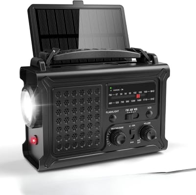AHD® Opwindbare Radio - Zaklamp Opwindbaar - Opwindbare Zaklamp - Zwart - 18cm x 13cm x 8cm