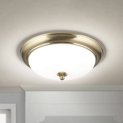 ORION Empire plafondlamp, Ø 35,5 cm, messing, mat opaalglas