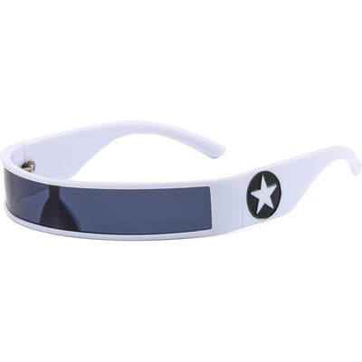 Futuristische Smalle Cycloop Vizier Zonnebril UV400 Bescherming Luxe Heren Bril Stijlvolle Kostuum Bril voor Trendy Look As shown in figure white