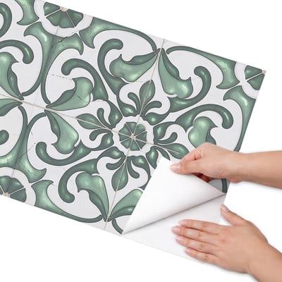 Coloray Meubel Wrap Folie - Groente Meubelfolie - 50x100 cm - Meubelfolie Zelfklevend Groene ornamenten - Wrapfolie Keuken - Klassiek Meubelfolie - Decoratiefolie - Tafeldecoratie - Achtergronden en patronen
