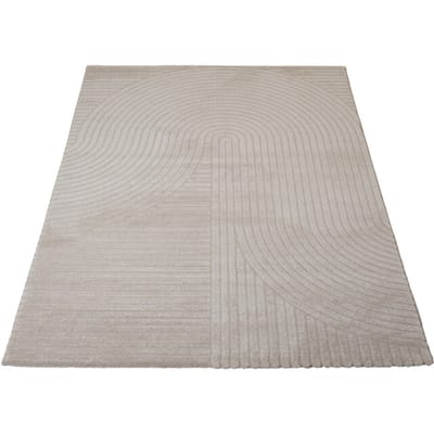 Vloerkleed Ella Beige 140 x 200 cm - Design Hoog-Laag Vloerkleed met Lijnenpatroon in Scandinavische / Japandi Stijl