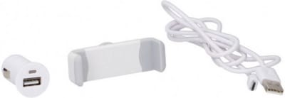 All-Ride USB autolader set - micro USB kabel - telefoonhouder - wit