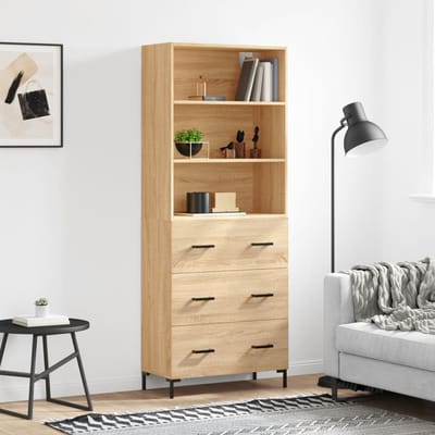 vidaXL - Hoge - kast - 69,5x34x180 - cm - bewerkt - hout - sonoma - eikenkleurig