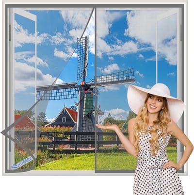 Magnetisch Hordeurgordijn Grijs 50x80cm Zelfklevend Insectenhor voor Ramen en Deuren