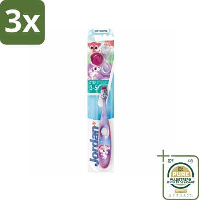 3 x Jordan Tandenborstel Step 2 (3-5 jaar) - Grootverpakking - Tandenborstel Kinderen 3-5 Jaar - Tandenborstel Melkgebit - Tandenborstel Voor Kinderen - Tandenborstel Zachte Haren - Tandenborstel Voor Melktanden