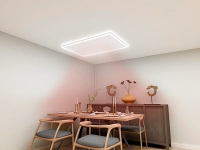 Byecold HHL 400Watt Infrarood paneel met LED verlichting 65 x 63 cm - Infraroodpaneel / Infrarood Verwarming - Dimbaar en met thermostaat - Met Stekker