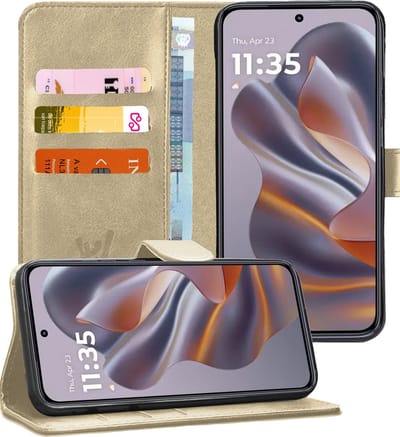 Hoesje geschikt voor Motorola Edge 50 Neo / Edge 60 Neo / Thinkphone 25 - Portemonnee Book Case Goud