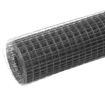 vidaXL Draadgaas vierkant 10x1.5 m staal met PVC coating grijs