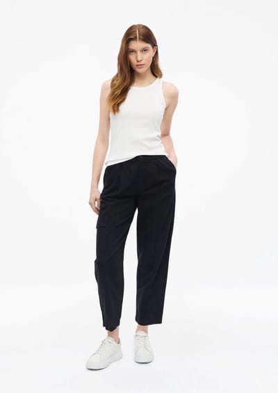 Damesshorts cargo met hoge taille en rechte pijpen in gemengde linnenstof s.Oliver