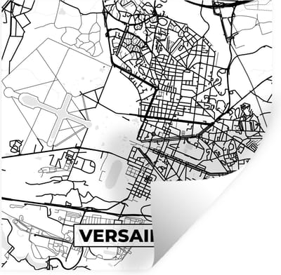 Muurstickers - Sticker Folie - Stadskaart - Plattegrond - Versailles - Kaart - Frankrijk - Zwart wit - 100x100 cm - Plakfolie - Muurstickers Kinderkamer - Zelfklevend Behang XXL - Zelfklevend behangpapier - Stickerfolie