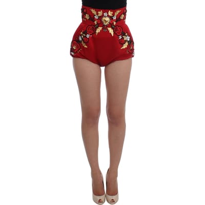 Hooggetailleerde Bloemgeborduurde Korte Broek