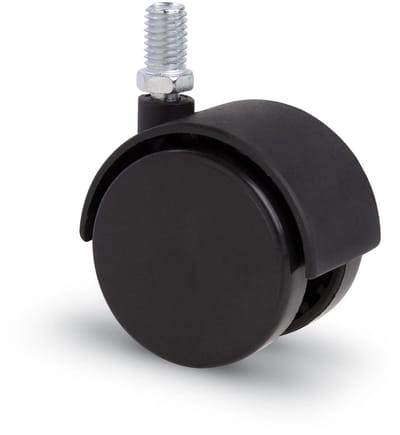 Meubelwiel met kap 40mm Nylon dubbel hard bout M8