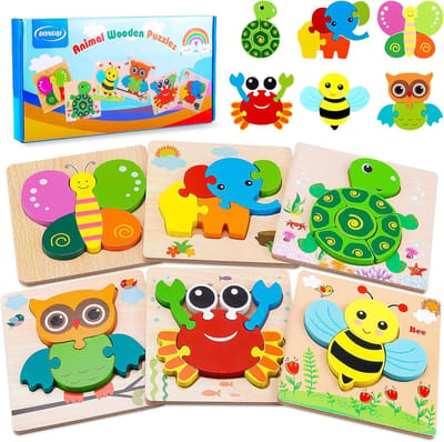 Houten Puzzels voor Kinderen - Educatief Speelgoed Voor Jongens en Meisjes van 2-5 Jaar