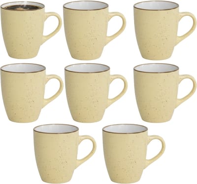 Gerimport Koffie / thee mok Sweets - 8x stuks - geel - 350 ml - keramiek